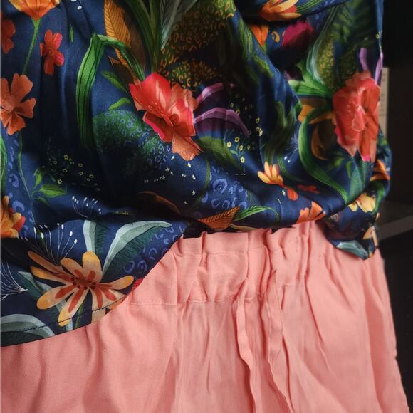 SHORE‎ Tropical Cowl Neck Sleeveless Top Linen Shorts SET sz XS NWT MSRP $236 - Picture 2 of 7